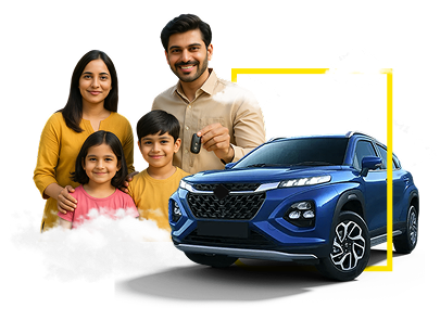 Family with car